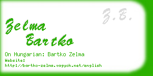 zelma bartko business card
